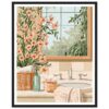 Rosas en la ventana del baño, decoración floral y natural en espacios interiores.