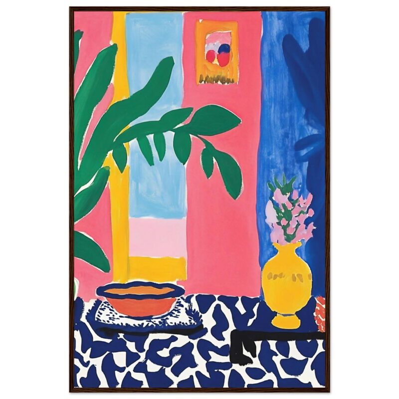 e4f7df6c-1a65-4db1-adc4-2369d954b50b.jpg Colorful interior still life painting with vases and plants, modern abstract art, vibrant colors, decorative artwork for home decor, Digiart Studio.