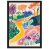 Coloreada ilustración de un paisaje natural, árboles y caminos en estilo artístico vibrante.