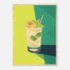 Refresco de limón con hierbabuena en vaso alto, ilustración moderna y colorida.