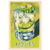 Refresco mojito con limón, menta y hielo en vaso transparente, estilo pintura digital.
