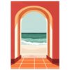 Ventana que muestra vista al mar, estilo artístico digital de Digiart Studio.