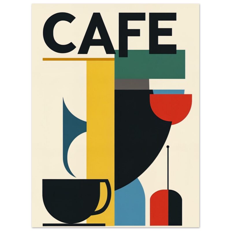 Vintage carteles de café con estilo modernista y colores vibrantes. Diseño artístico, minimalista y llamativo.