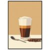 Bebida de café con leche en vaso de vidrio, ilustración digital de alta calidad.