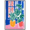f2c678bd-964c-4a7e-9c9a-6c2edf742507.jpg Vaso de flores y plantas verdes en estilo abstracto con colores vibrantes.