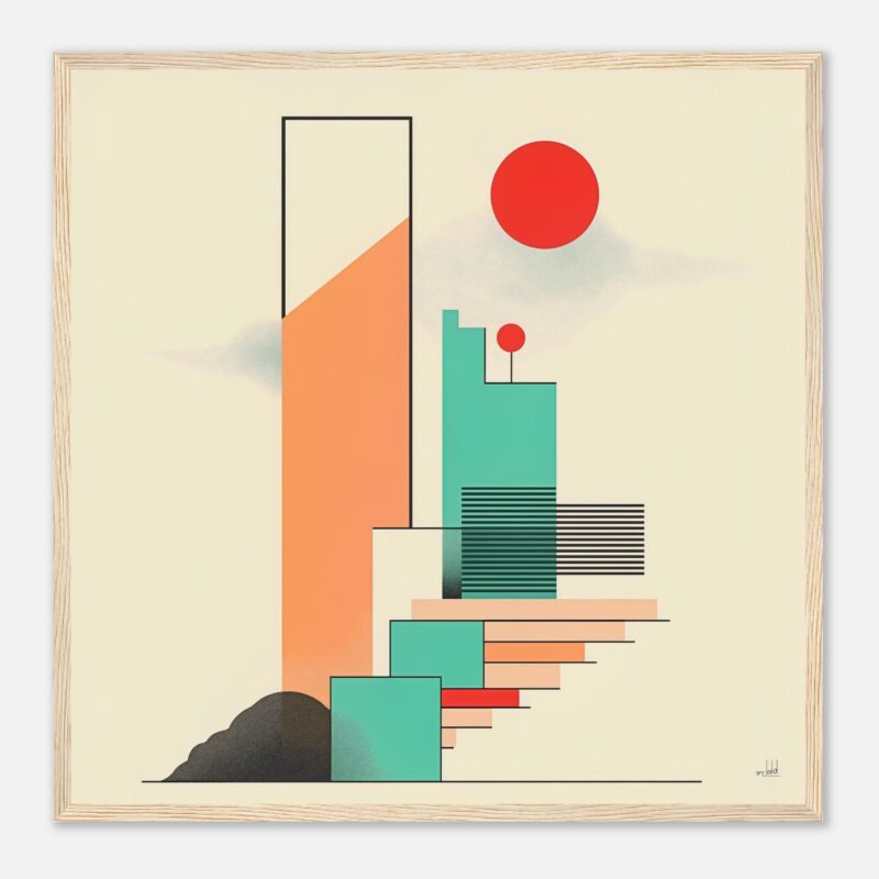 Minimalismo en arte abstracto con formas geométricas y colores pastel en Digiart Studio.