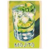Refresco mojito con limón, menta y hielo en vaso, ilustración artística de bebida refrescante.