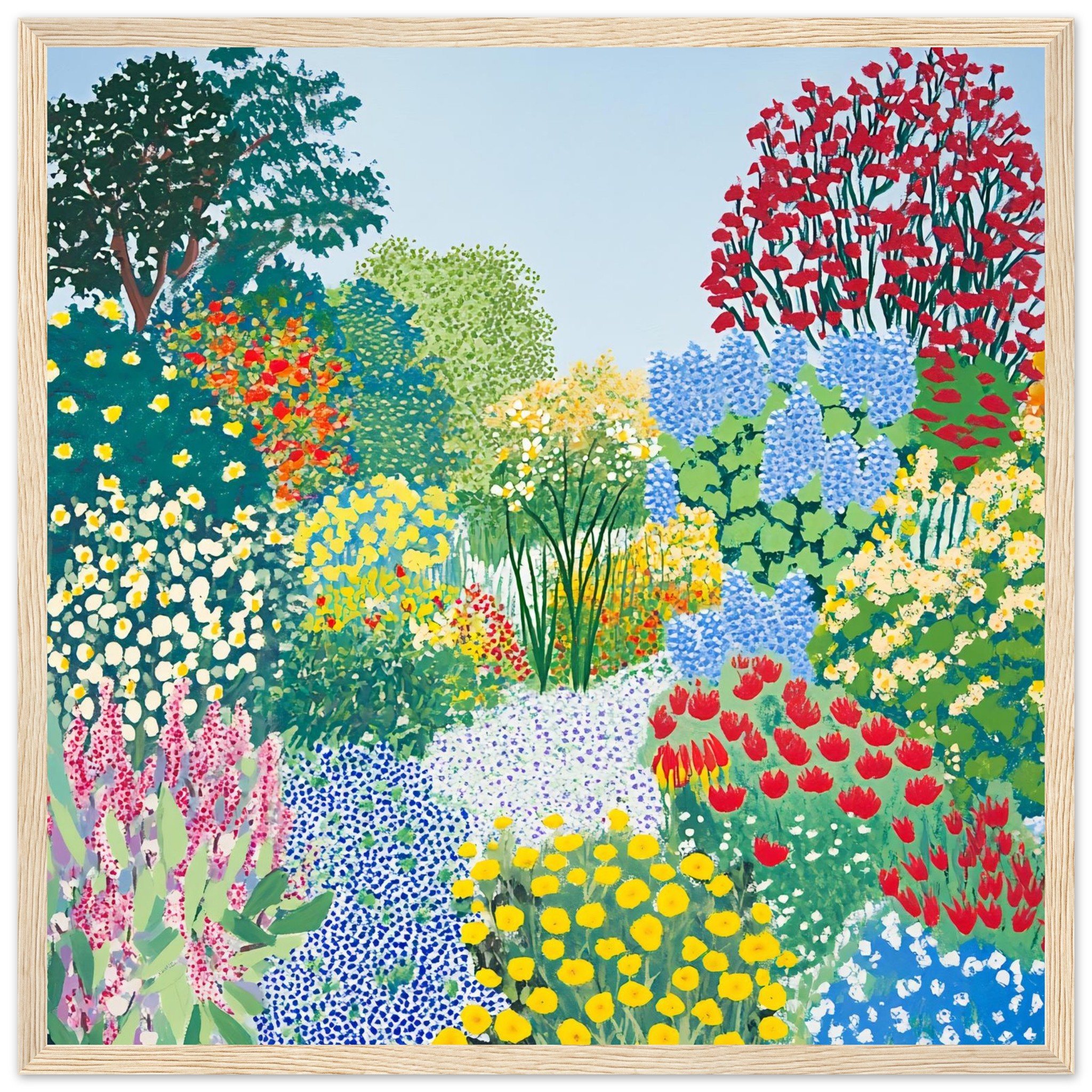 Flores vibrantes y coloridas en jardín pintado, arte digital floral, estudio de dibujo botánico, ilustración naturalista, Digiart Studio.