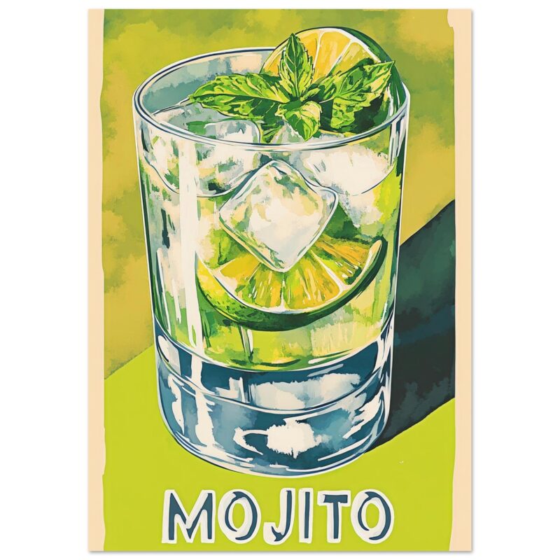Refresco de mojito con hojas de menta, limón y hielo en vaso transparente para bebidas refrescantes.