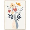Flores abstractas en jarrón, decoración moderna y artística para interiores.