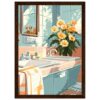 f81fd6b3-fcab-4c3f-b620-ee1e009714e5.jpg Jarrón con flores en el lavabo del baño iluminado por la luz del sol.