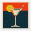 Vaso cóctel vintage con limón en fondo espacial, arte digital de Digiart Studio.