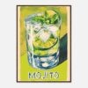 Refresco de mojito con menta y lima en vaso alto con hielo, ilustración artística.