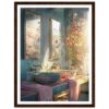 Bañera de estilo vintage con flores y luz natural en decoración de interior.
