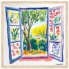 Ventana abierta con vista a un jardín colorido, estilo pintura moderna, creatividad artística, paisajes, naturaleza, obra de arte digital, obra de arte digital, paisaje natural, arte digital, pintura estilizada, ilustración artística.