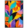 Vibrante pintura abstracta con formas y colores llamativos para decoración moderna.