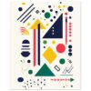 Trazos de arte abstracto moderno con formas geométricas y colores vibrantes.