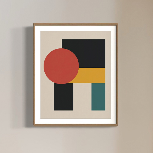 Vector de arte abstracto con formas geométricas en colores brillantes.